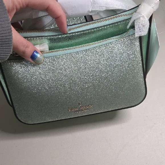 Kate Spade Glitter Mixed Seawater Crossbody Duo With Card Holder - Picture 2 of 8